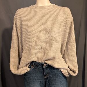 Cozy BoohooMAN Oversized Unisex Beige Crewneck Sweater